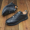 Чоловічі шкіряні кросівки (натуральна шкіра) чорні демісезонні для чоловіків на весну осінь, розміри 40-45, фото 4