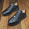 Чоловічі шкіряні кросівки (натуральна шкіра) чорні демісезонні для чоловіків на весну осінь, розміри 40-45, фото 3