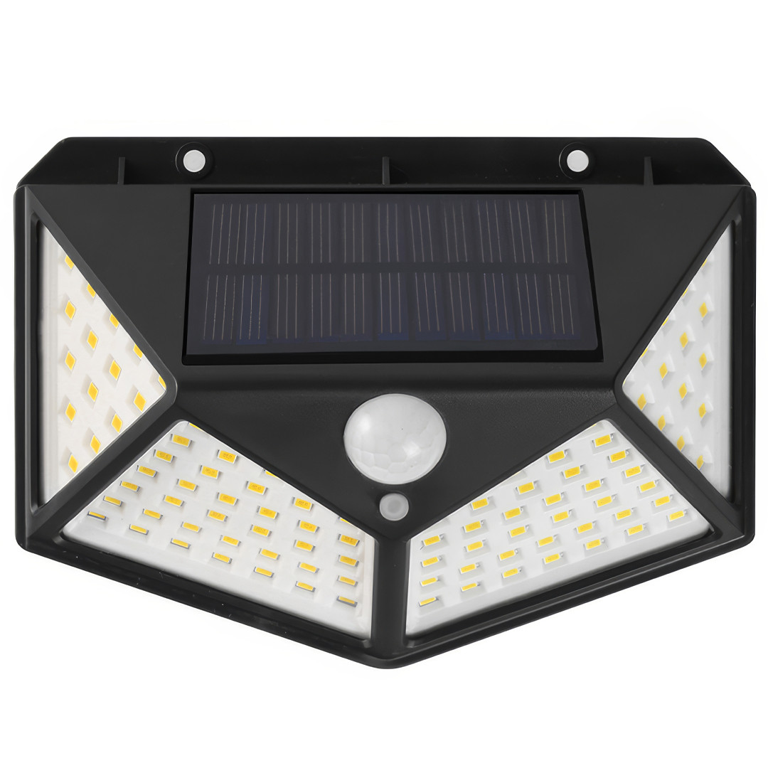 Настінний вуличний світильник на сонячній батареї BK-100 100 LED Вуличний LED ліхтар із датчиком руху, фото 1