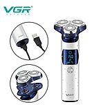 Електробритва VGR-V-328 роторна для вологого і сухого гоління з плаваючими головками. Водонепроникна, фото 4