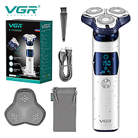 Електробритва VGR-V-328 роторна для вологого і сухого гоління з плаваючими головками. Водонепроникна