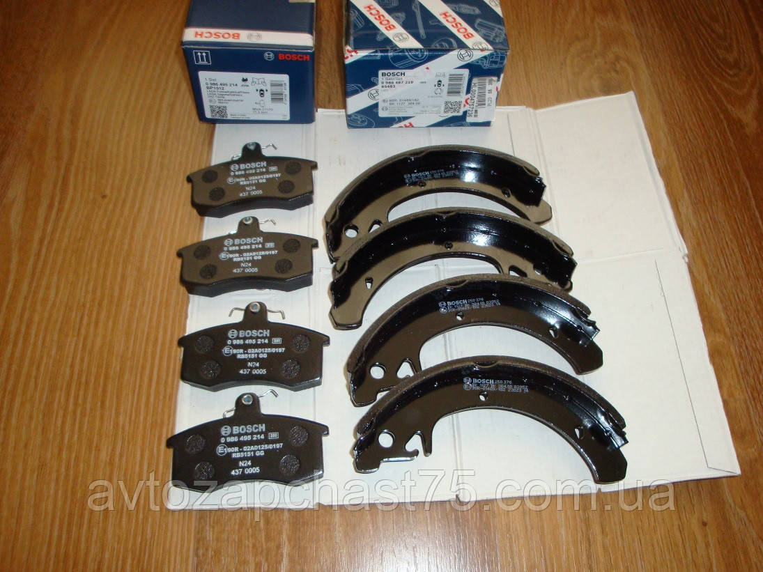 Колодки гальмівні Ваз 2108, 2109, 21099, 2110-2115, 1117-1119 калина, 2170 (комплект задні+ передні) Bosch, фото 1