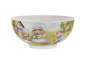 Набір подарунковий порцелянових салатників з 2-х штук Кроляча родина 15 см 1924-844 VE, фото 3