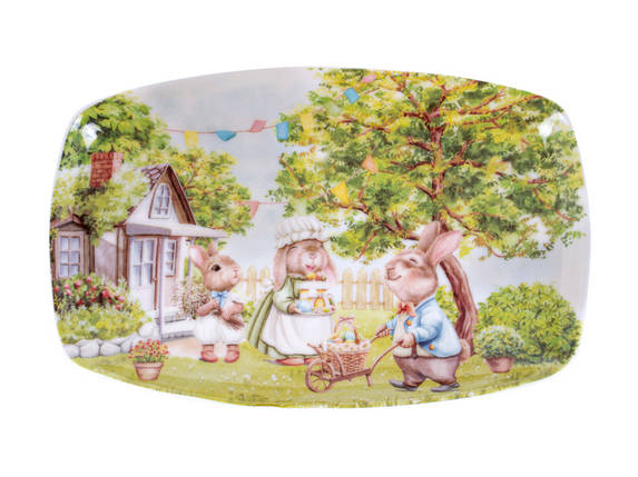 Страва порцелянова в подарунковій коробці Кроляча сім'я 30х19 см 1924-846 VE, фото 1