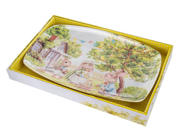 Страва порцелянова в подарунковій коробці Кроляча сім'я 30х19 см 1924-846 VE, фото 2