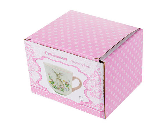 Кухоль бульйонниця керамічна в подарунковій коробці Кролики 480 мл 1858-0105 VE, фото 2