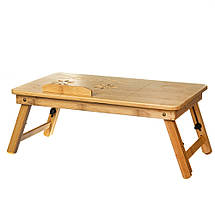 Столик трансформер бамбуковий для сніданку та комп'ютера 30х50х21 см 9032-002 VE, фото 5