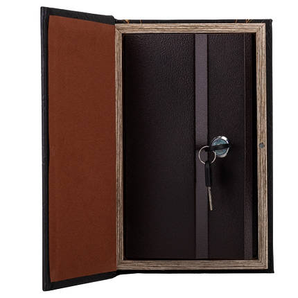 Скринька книга сейф металева з ключами King 26х17х5 см 0508-005 обкладинка шкірозамінник VE, фото 4