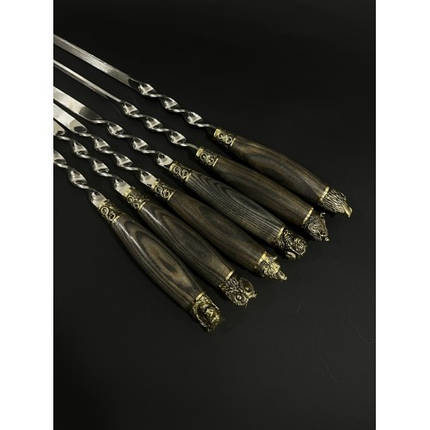 Набір шампурів у сагайдаку Люкс Звірі бронза ясен з вилкою Nb Art 7 предметів 47330144 VE, фото 2