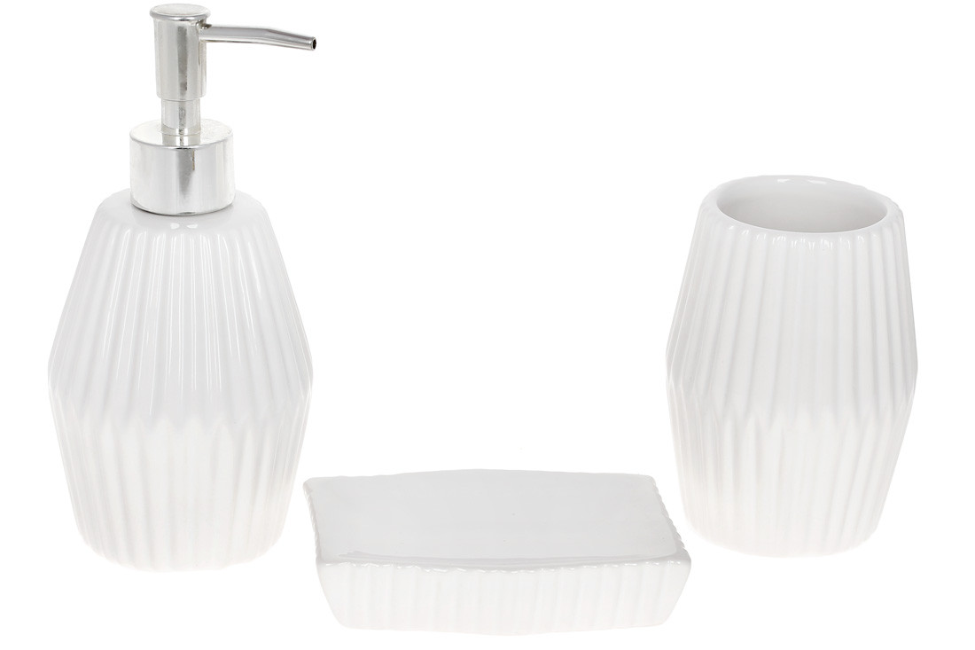 Набір аксесуарів Bright для ванної кімнати 3 предмети кераміка 1304-971 білий VE