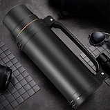 Термос вакуумний з нержавіючої сталі з ручкою SSB-A250 2.5 л Чорний Термос для гарячих та холодних напоїв, фото 2