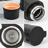 Термос вакуумний з нержавіючої сталі з ручкою SSB-A250 2.5 л Чорний Термос для гарячих та холодних напоїв, фото 3