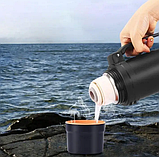 Термос вакуумний з нержавіючої сталі з ручкою SSB-A250 2.5 л Чорний Термос для гарячих та холодних напоїв, фото 4