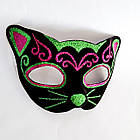 Маска кішки оксамитова з блискітками чорна №4, 19х14 см, фото 2