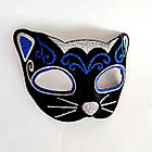 Маска кішки оксамитова з блискітками чорна №5, 19х14 см, фото 2