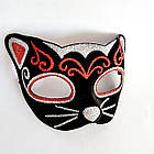 Маска кішки оксамитова з блискітками чорна №6, 19х14 см, фото 2