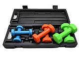 Гантелі для фітнесу PowerPlay PP_4103, вінілові, круглі, 6 кг, Різні кольори (набір 3 пари.), фото 3