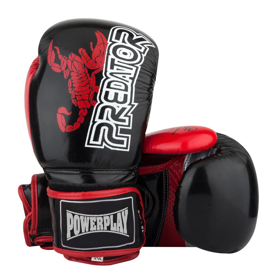 Боксерські рукавиці PowerPlay 3007 Чорні 12 унцій (340г.) для спортсменів 60-80 кг.