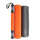 Масажний ролик PowerPlay PP_4022 3-в-1, гладкий, EVA-піна, сірий, 45×15 см -для йоги, фітнесу, реабілітації, фото 5