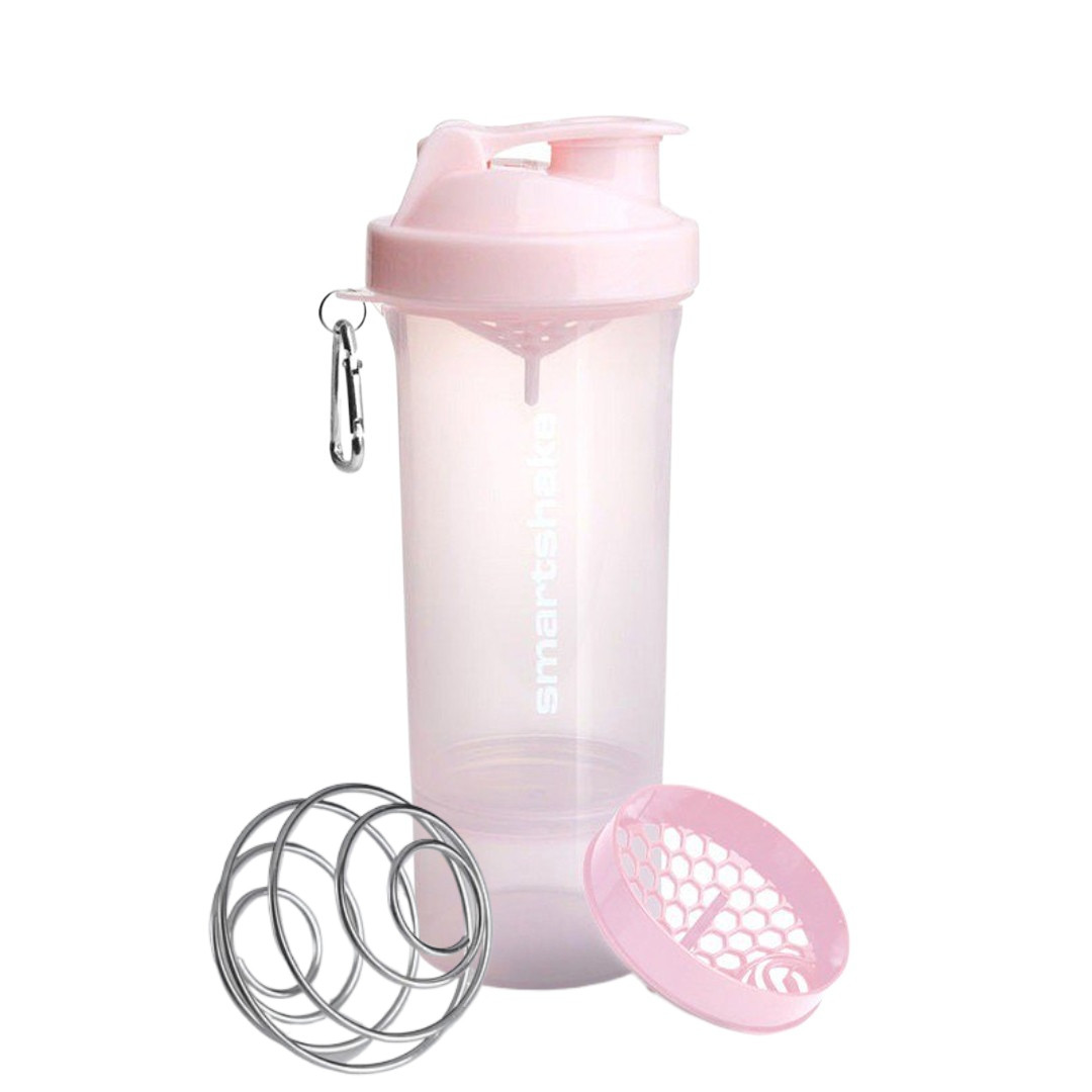 Шейкер спортивний SmartShake Slim, 590 мл, пластик (PC5), із сіточкою та контейнером, рожевий, BPA-free