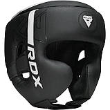 Боксерський шолом RDX F6, Чорний, розмір L (обхват голови 56-58 см), капа в комплекті для додаткового захисту, фото 3