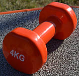 Гантель для фітнесу PowerPlay PP_4125, вінілова, кругла, 4 кг, Помаранчева (1 шт.), фото 7