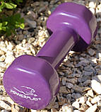 Гантель для фітнесу PowerPlay PP_4125, вінілова, кругла, 2,5 кг, Фіолетова (1 шт.), фото 7