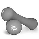 Гантелі для фітнесу PowerPlay PP_4126, неопренові, круглі, 2×5 кг, Сірі (набір 2 шт.), фото 2