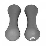 Гантелі для фітнесу PowerPlay PP_4126, неопренові, круглі, 2×5 кг, Сірі (набір 2 шт.), фото 3