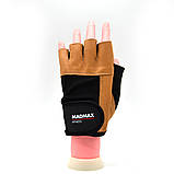 Рукавички для фітнесу MadMax MFG-444, чоловічі, XXL (обхват 23-25см) натуральна шкіра, Коричневі - комфорт і захист для тренувань, фото 3
