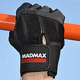 Рукавички для фітнесу MadMax MFG-269, чоловічі, S (обхват 17-19 см) натуральна шкіра, Чорні - комфорт і захист для тренувань, фото 10