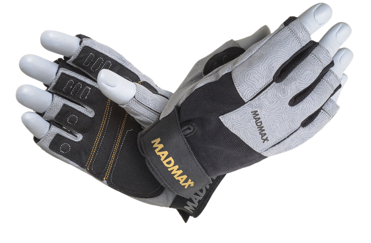 Рукавички для фітнесу MadMax MFG-871, чоловічі, XL (обхват 22-23 см), екошкіра, Сірі - комфорт і захист для тренувань