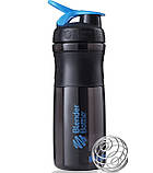 Шейкер спортивний BlenderBottle SportMixer, 820 мл, тритан, з вінчиком, чорний, BPA-free, герметичний, фото 3