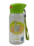 Дитяча пляшка для води CASNO KXN-1195, 400 мл, зелена, BPA-free, герметична, з пластика з трубочкою, фото 4