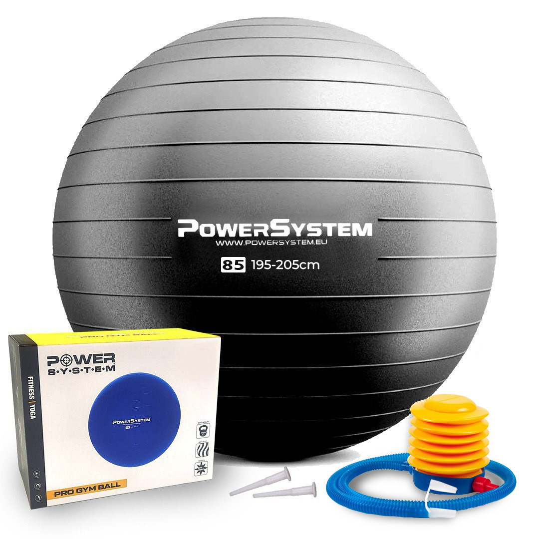 М'яч для фітнесу (фітбол) Power System PS_4018, Ø85 см, чорний - для зросту 195 + см, навантаження до 400 кг.