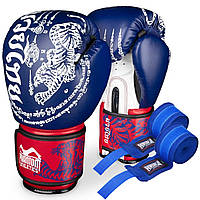 Боксерські рукавиці Phantom Muay Thai Сині 14 унцій (397г.) для спортсменів 80-90 кг + бинти