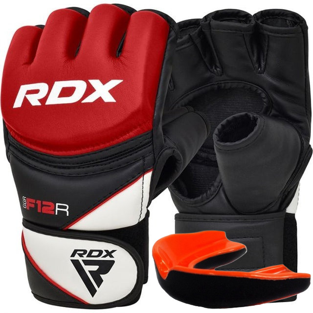 Рукавички для ММА RDX F12 Червоні з капою - Розмір S (Обхват руки 115-17 см)