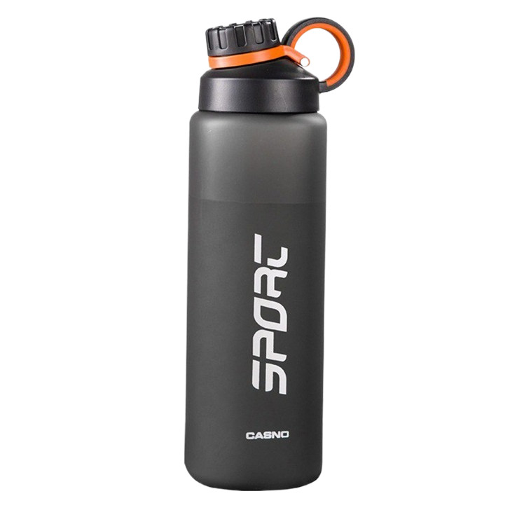 Спортивна пляшка для води CASNO KXN-1243, 1000 мл, чорний колір, BPA-free, герметична, з пластика