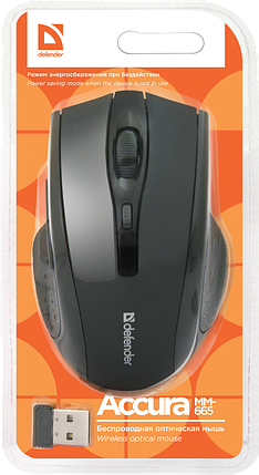 Миша Defender Accura MM-665 Wireless Black (52665), фото 2