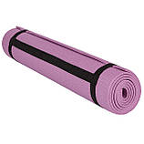 Килимок для йоги та фітнесу PowerPlay PP_4010 - протиковзкий, розовий, 173×61×0,6 см, PVC, легкий, фото 5