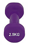 Гантель для фітнесу PowerPlay PP_4125, вінілова, кругла, 2,5 кг, Фіолетова (1 шт.), фото 4