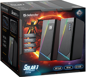 Акустика Defender 2.0 Solar 3 10 W, BT/Light, USB (65103), фото 4
