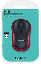 Миша Logitech M185 Wireless Mouse Red, фото 3