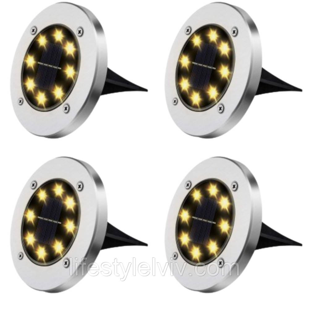 Вуличні світильники на сонячній батареї 4шт, Solar Disk / Садові ліхтарі / Світильники садові, фото 1