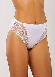 Трусики сліпи бавовняні з мереживом Афина 015 середня лінія талії білі 5XL