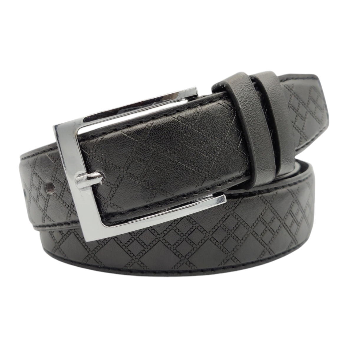 Ремінь чоловічий брючний зі шкірозамінника (черний)