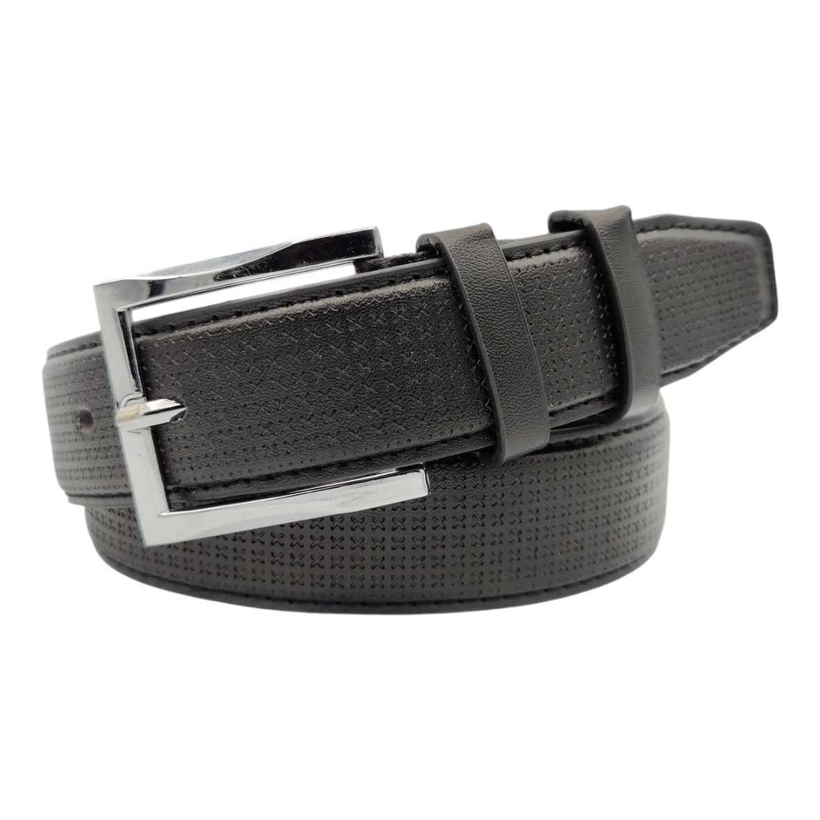 Ремінь чоловічий брючний зі шкірозамінника (черний)