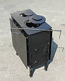Піч буржуйка сталева, обігрів до 40 м.кв, з 2-ма конфорками та конвекційними ламелями. Коцюба у комплекті, фото 2