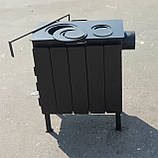 Піч буржуйка сталева, обігрів до 40 м.кв, з 2-ма конфорками та конвекційними ламелями. Коцюба у комплекті, фото 10