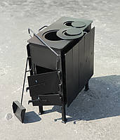 Піч буржуйка сталева, обігрів до 40 м.кв, з 2-ма конфорками та конвекційними ламелями. Коцюба у комплекті